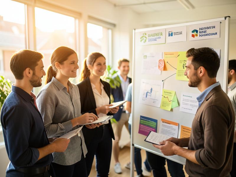 Team präsentiert Unternehmenskultur an einem Board